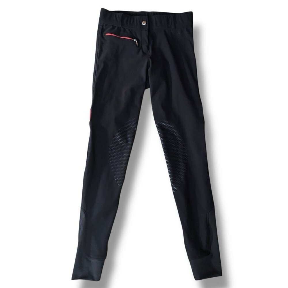 Dover Saddlery Womens Riding Pants Sz 26 Black Red Breeches Equestrian